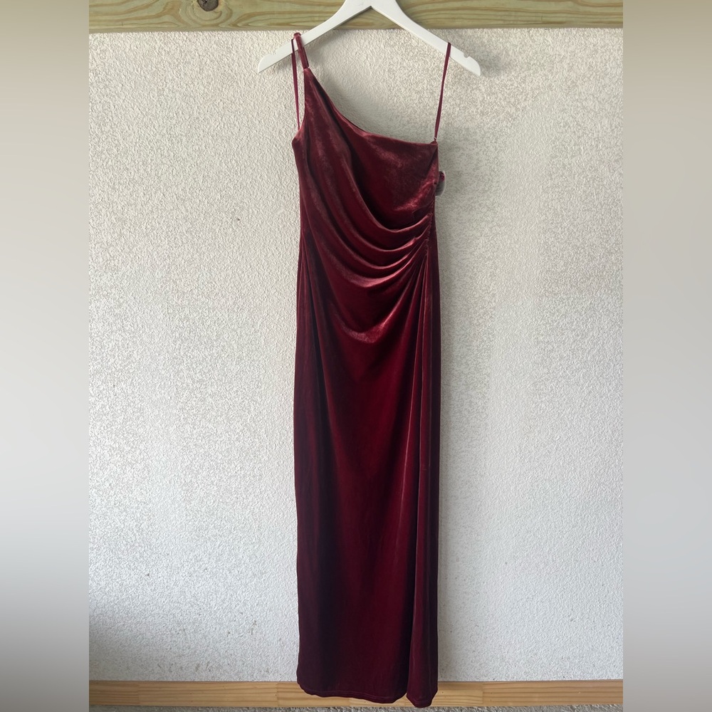 Revelry Red Asymmetrical Slip Dress